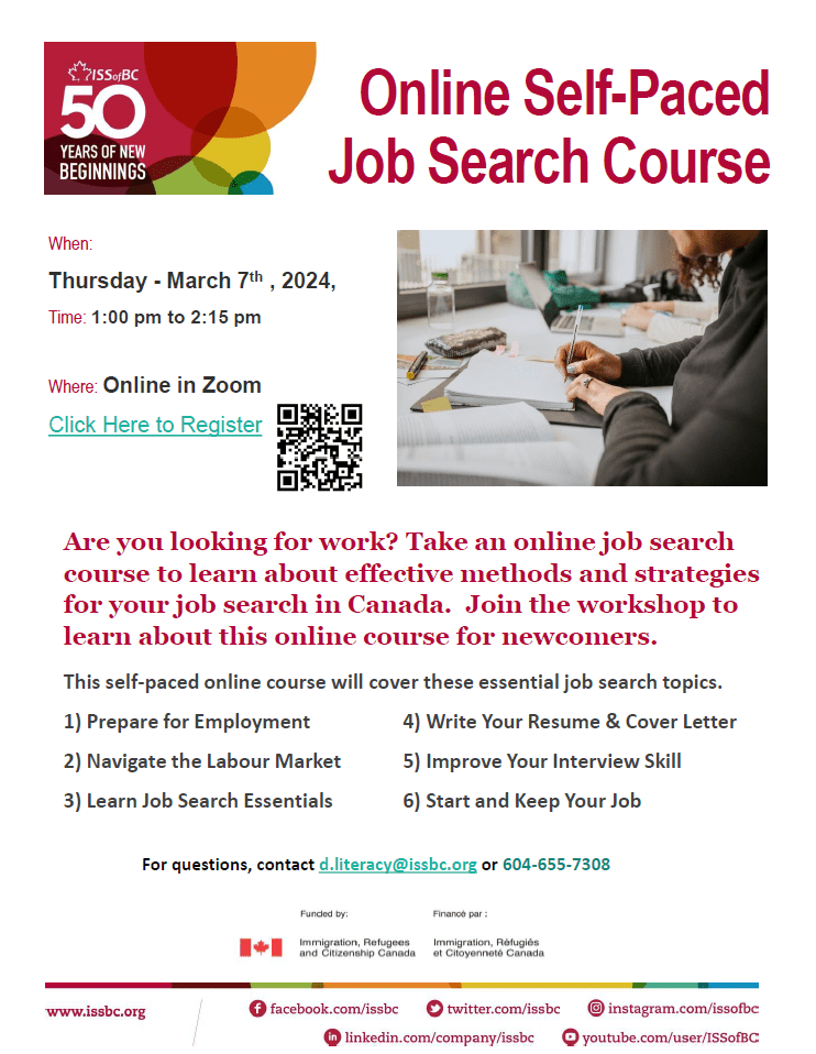 Online Self-Paced Job Search Course  Immigrant Services Society of BC (ISSofBC)